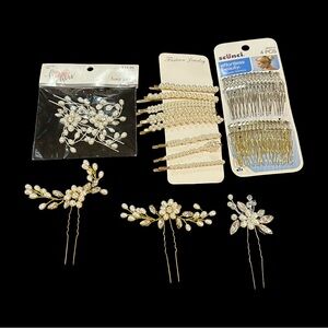 Mix Lot of Bridal Hair Accessories Flowers and Bobby Pins